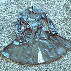 Gray/silver Leather Coat, Size 4/Small